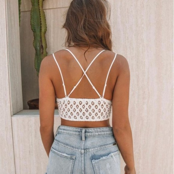 FLASH SALE! Scallop White Lace Bralette Ruffle Bra Tank - Picture 5 of 8